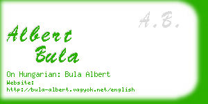 albert bula business card